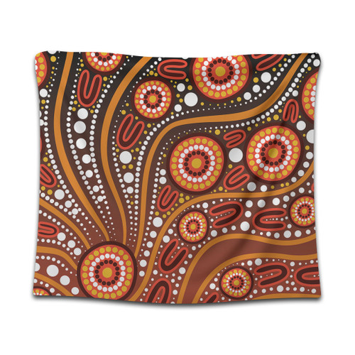 Australia Tapestry Artistic Illustration Of Aboriginal Dot Painting