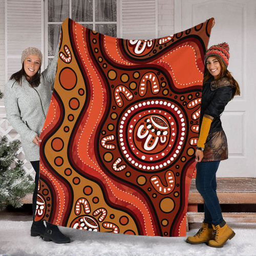 Australia Blanket Painting Illustration With Dot Art In Aboriginal Brown Style Australia Blanket Painting Illustration With Dot Art In Aboriginal Brown Style