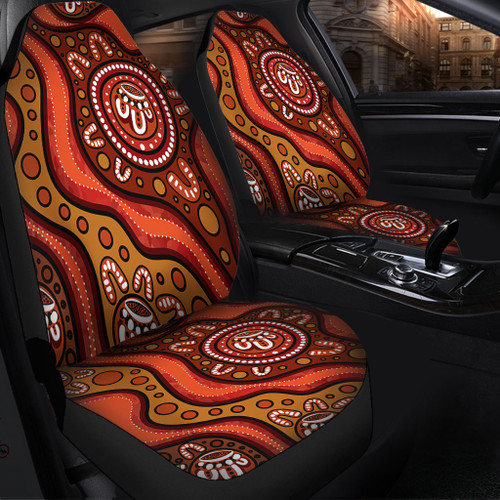 Australia Car Seat Cover Painting Illustration With Dot Art In Aboriginal Brown Style Australia Car Seat Cover Painting Illustration With Dot Art In Aboriginal Brown Style
