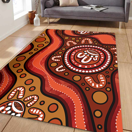 Australia Area Rug Painting Illustration With Dot Art In Aboriginal Brown Style