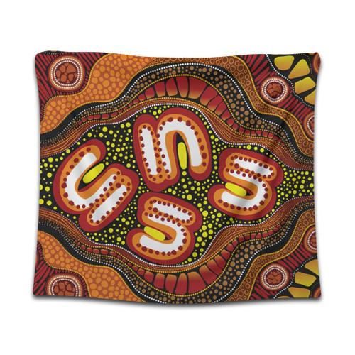 Australia Tapestry Aboriginal Artwork Illustration With Dot Art Australia Tapestry Aboriginal Artwork Illustration With Dot Art