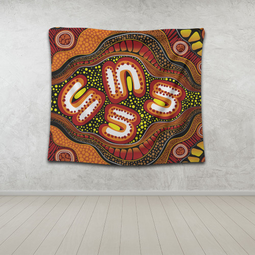 Australia Tapestry Aboriginal Artwork Illustration With Dot Art Australia Tapestry Aboriginal Artwork Illustration With Dot Art
