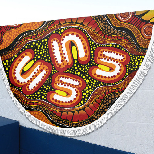 Australia Beach Blanket Aboriginal Artwork Illustration With Dot Art