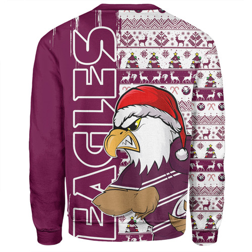 Manly Warringah Sea Eagles Sweatshirt Merry Ugly Xmas Nordic Pattern Style Manly Warringah Sea Eagles Sweatshirt Merry Ugly Xmas Nordic Pattern Style