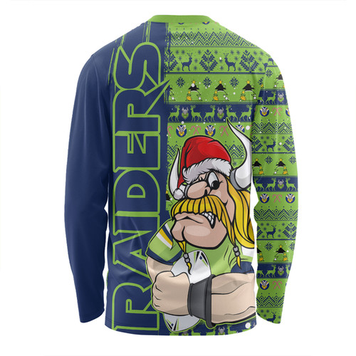 Canberra Raiders Long Sleeve T-shirt Merry Ugly Xmas Nordic Pattern Style Canberra Raiders Long Sleeve T-shirt Merry Ugly Xmas Nordic Pattern Style