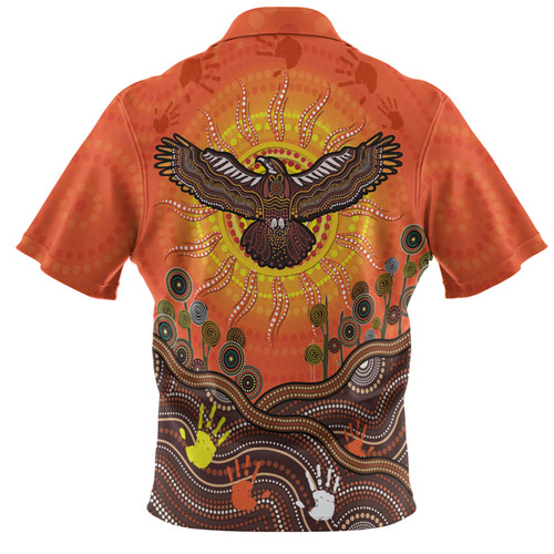 Australia Hawaiian Shirt Indigenous Flying Eagle With Aboriginal Dot Art