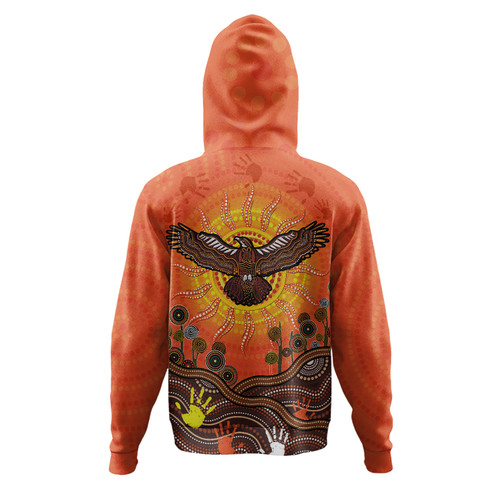 Australia Hoodie Indigenous Flying Eagle With Aboriginal Dot Art Australia Hoodie Indigenous Flying Eagle With Aboriginal Dot Art