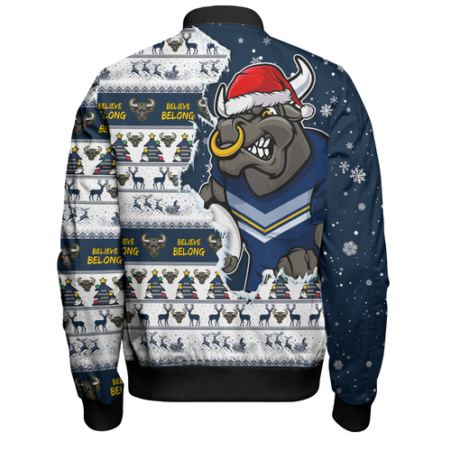 North Queensland Cowboys Bomber Jacket Merry Ugly Christmas Our Beloved Team Scratch Style North Queensland Cowboys Bomber Jacket Merry Ugly Christmas Our Beloved Team Scratch Style