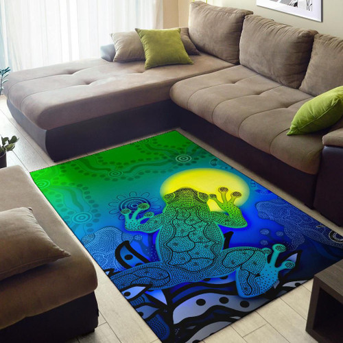 Australia Aboriginal Area Rug - Indigenous Frog (Blue) Australia Aboriginal Area Rug - Indigenous Frog (Blue)