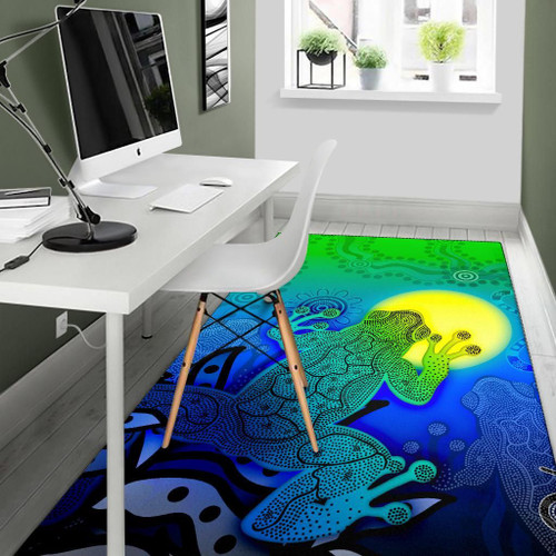 Australia Aboriginal Area Rug - Indigenous Frog (Blue) Australia Aboriginal Area Rug - Indigenous Frog (Blue)