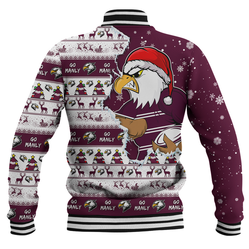 Manly Warringah Sea Eagles Baseball Jacket Merry Ugly Christmas Our Beloved Team Scratch Style Manly Warringah Sea Eagles Baseball Jacket Merry Ugly Christmas Our Beloved Team Scratch Style