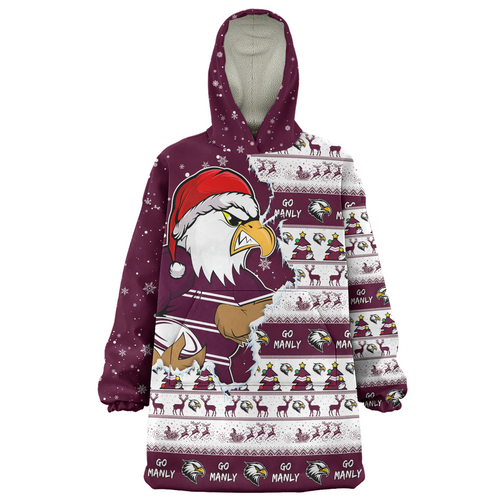 Manly Warringah Sea Eagles Snug Hoodie Merry Ugly Christmas Our Beloved Team Scratch Style