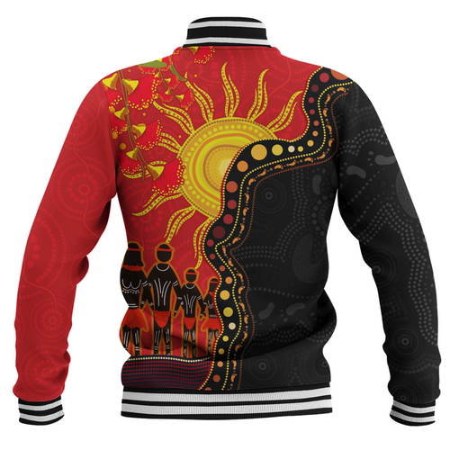 Australia Baseball Jacket Indigenous Dot Painting Inspired By The Aboriginal Flag