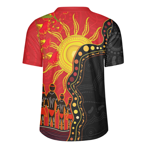 Australia Rugby Jersey Indigenous Dot Painting Inspired By The Aboriginal Flag