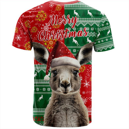 Australia T-Shirt Aboriginal Dot With Kangaroo Santa Hat Designs Australia T-Shirt Aboriginal Dot With Kangaroo Santa Hat Designs
