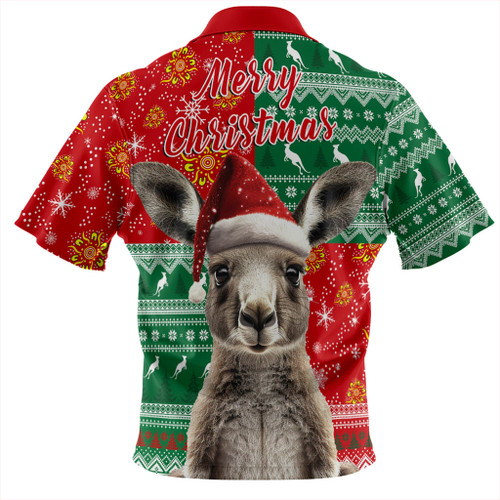 Australia Zip Polo Shirt Aboriginal Dot With Kangaroo Santa Hat Designs Australia Zip Polo Shirt Aboriginal Dot With Kangaroo Santa Hat Designs