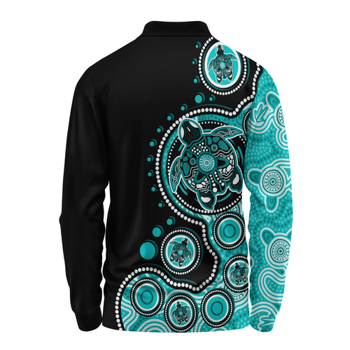 Australia Long Sleeve Polo Shirt Indigenous Turtle Aboriginal Dot Art Australia Long Sleeve Polo Shirt Indigenous Turtle Aboriginal Dot Art