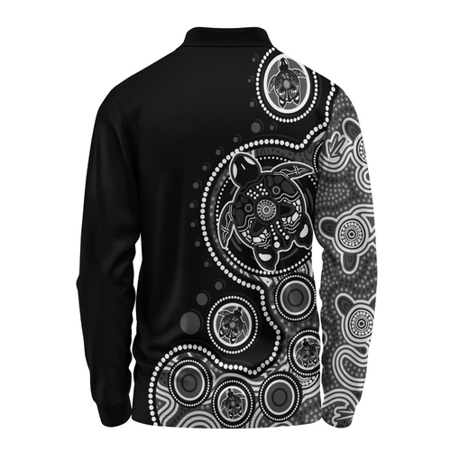 Australia Long Sleeve Polo Shirt Indigenous Turtle Aboriginal Dot Art Australia Long Sleeve Polo Shirt Indigenous Turtle Aboriginal Dot Art