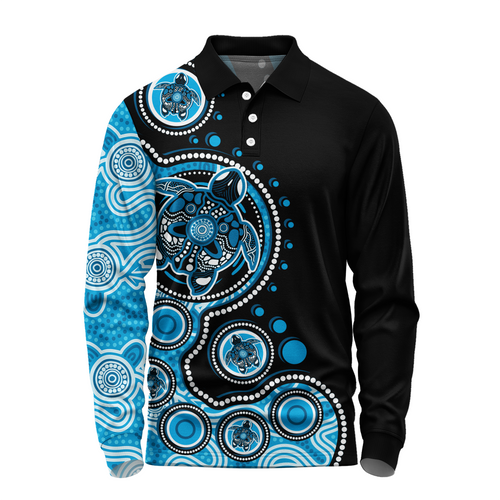 Australia Long Sleeve Polo Shirt Indigenous Turtle Aboriginal Dot Art Australia Long Sleeve Polo Shirt Indigenous Turtle Aboriginal Dot Art