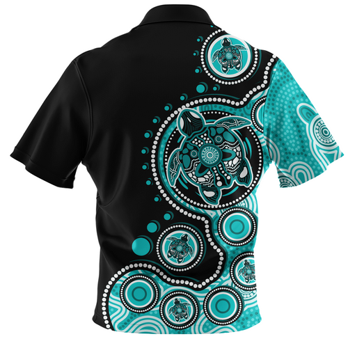 Australia Zip Polo Shirt Indigenous Turtle Aboriginal Dot Art Australia Zip Polo Shirt Indigenous Turtle Aboriginal Dot Art