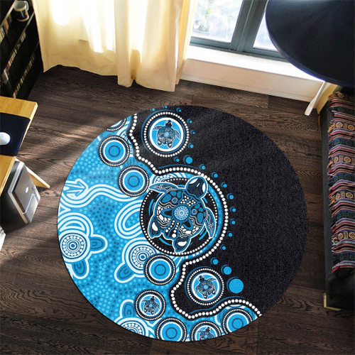 Australia Round Rug Indigenous Turtle Aboriginal Dot Art Australia Round Rug Indigenous Turtle Aboriginal Dot Art