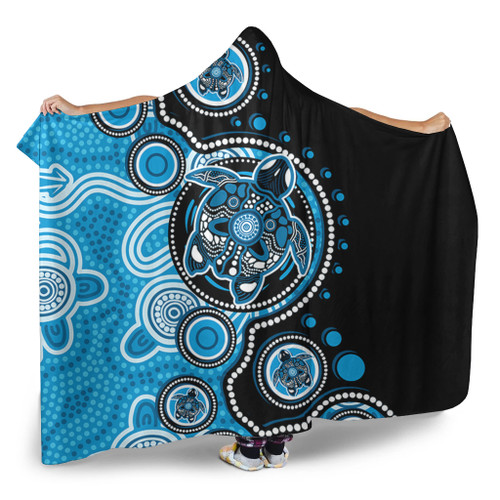 Australia Hooded Blanket Indigenous Turtle Aboriginal Dot Art