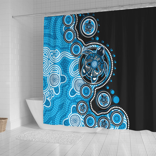 Australia Shower Curtain Indigenous Turtle Aboriginal Dot Art