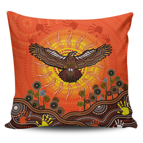 Australia Pillow Cases Indigenous Flying Eagle With Aboriginal Dot Art