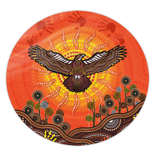 Australia Round Rug Indigenous Flying Eagle With Aboriginal Dot Art