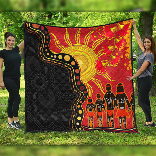 Australia Quilt Indigenous Dot Painting Inspired By The Aboriginal Flag Australia Quilt Indigenous Dot Painting Inspired By The Aboriginal Flag