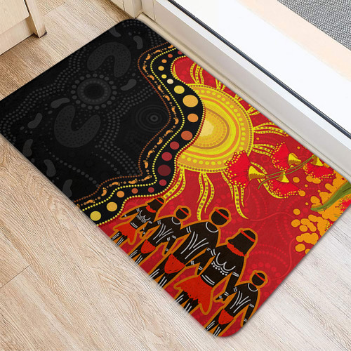 Australia Doormat Indigenous Dot Painting Inspired By The Aboriginal Flag Australia Doormat Indigenous Dot Painting Inspired By The Aboriginal Flag