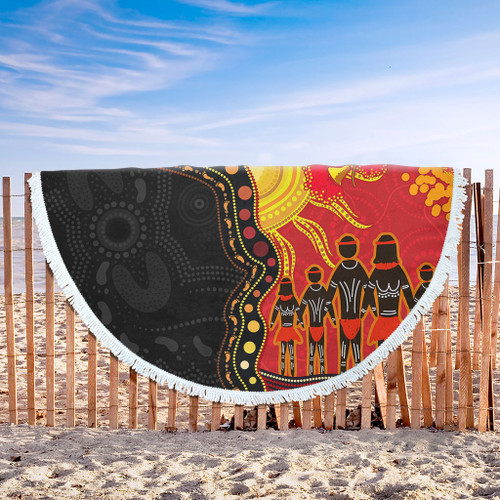 Australia Beach Blanket Indigenous Dot Painting Inspired By The Aboriginal Flag Australia Beach Blanket Indigenous Dot Painting Inspired By The Aboriginal Flag