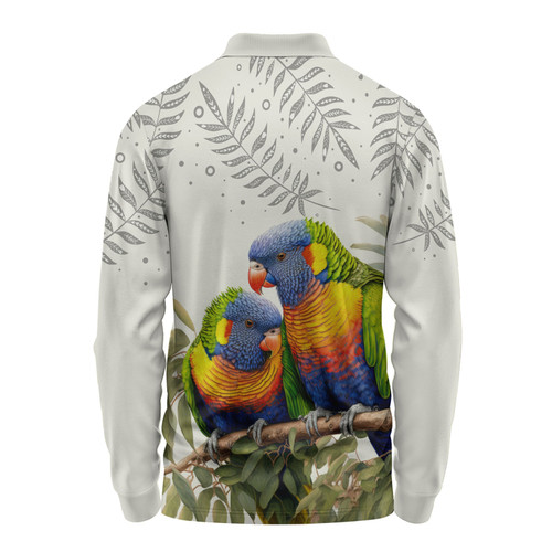 Australia Long Sleeve Polo Shirt Australia Rainbow Lorikeets Birds Art Inspired Australia Long Sleeve Polo Shirt Australia Rainbow Lorikeets Birds Art Inspired