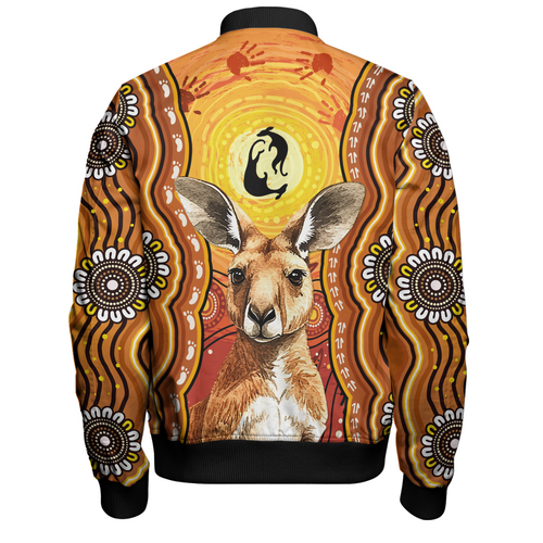 Australia Bomber Jacket Aboriginal Kangaroo Dreaming With Dot Art Australia Bomber Jacket Aboriginal Kangaroo Dreaming With Dot Art