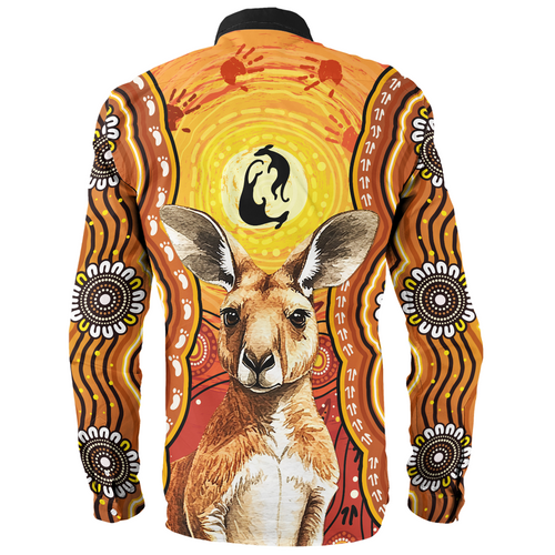 Australia Long Sleeve Shirt Aboriginal Kangaroo Dreaming With Dot Art Australia Long Sleeve Shirt Aboriginal Kangaroo Dreaming With Dot Art