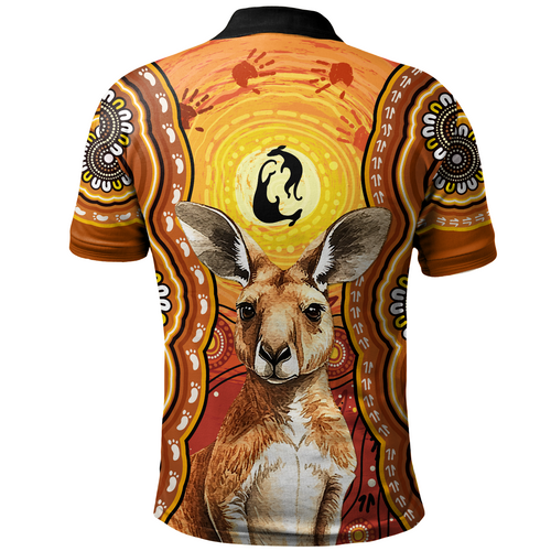 Australia Polo Shirt Aboriginal Kangaroo Dreaming With Dot Art Australia Polo Shirt Aboriginal Kangaroo Dreaming With Dot Art