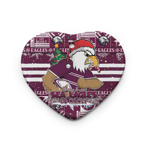 Manly Warringah Sea Eagles Ceramic Ornament Merry Ugly Christmas Comic Style