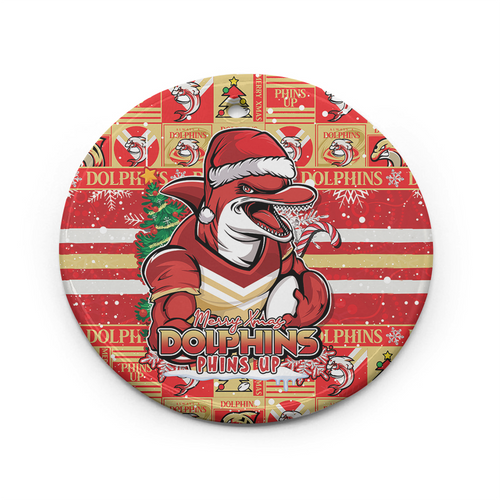 Redcliffe Dolphins Ceramic Ornament Merry Ugly Christmas Comic Style