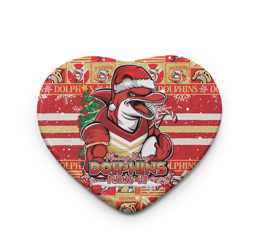Redcliffe Dolphins Ceramic Ornament Merry Ugly Christmas Comic Style