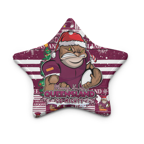 Queensland Maroons Ceramic Ornament Merry Ugly Christmas Comic Style