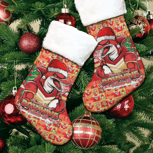 Redcliffe Dolphins Christmas Stocking Merry Ugly Christmas Comic Style Redcliffe Dolphins Christmas Stocking Merry Ugly Christmas Comic Style