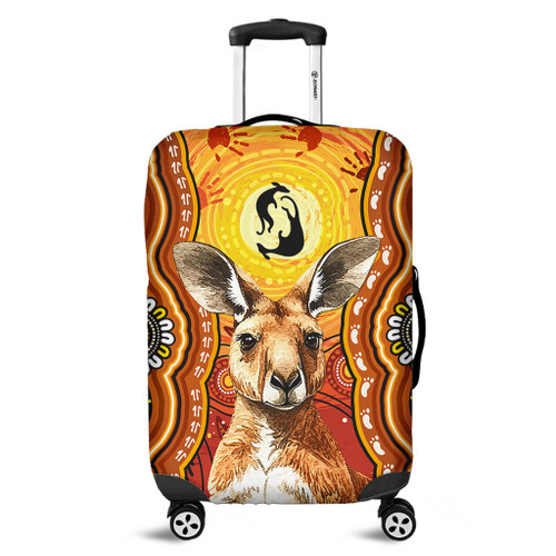 Australia Luggage Cover Aboriginal Kangaroo Dreaming With Dot Art Australia Luggage Cover Aboriginal Kangaroo Dreaming With Dot Art