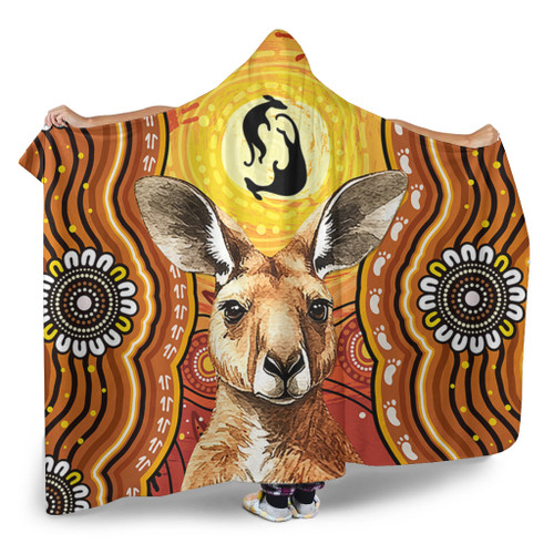 Australia Hooded Blanket Aboriginal Kangaroo Dreaming With Dot Art Australia Hooded Blanket Aboriginal Kangaroo Dreaming With Dot Art