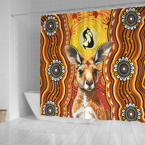 Australia Shower Curtain Aboriginal Kangaroo Dreaming With Dot Art Australia Shower Curtain Aboriginal Kangaroo Dreaming With Dot Art