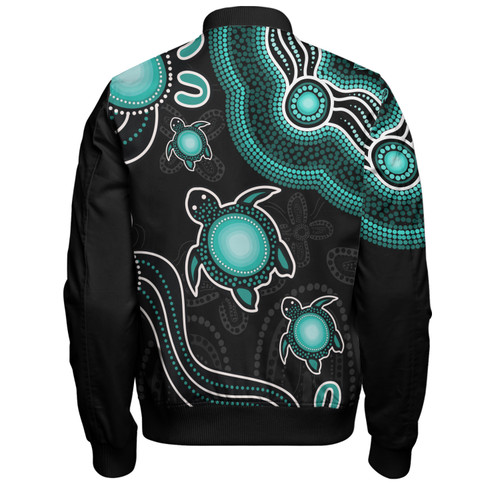 Australia Bomber Jacket Aboriginal Turtle Dreaming Journey Featuring Dot Art