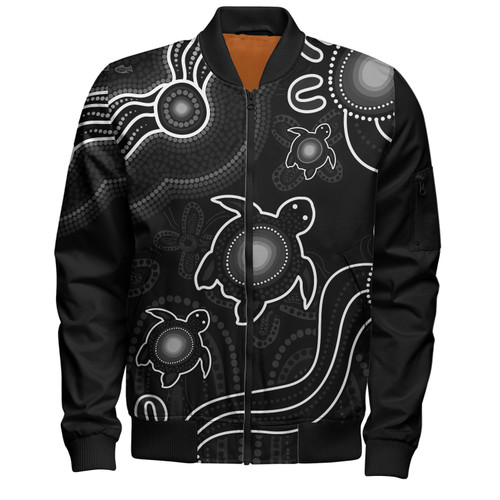 Australia Bomber Jacket Aboriginal Turtle Dreaming Journey Featuring Dot Art
