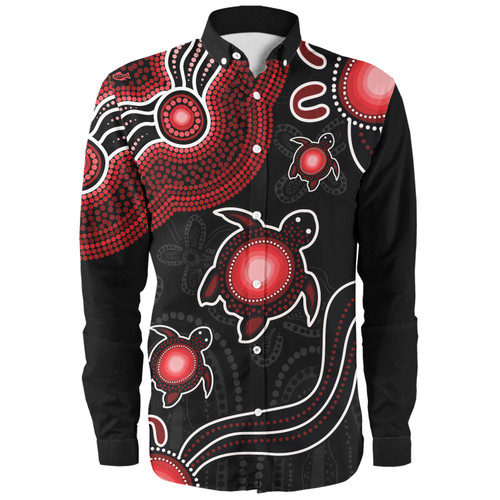 Australia Long Sleeve Shirt Aboriginal Turtle Dreaming Journey Featuring Dot Art Australia Long Sleeve Shirt Aboriginal Turtle Dreaming Journey Featuring Dot Art