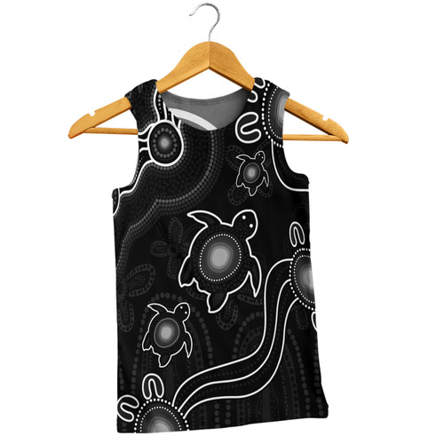 Australia Men Singlet Aboriginal Turtle Dreaming Journey Featuring Dot Art