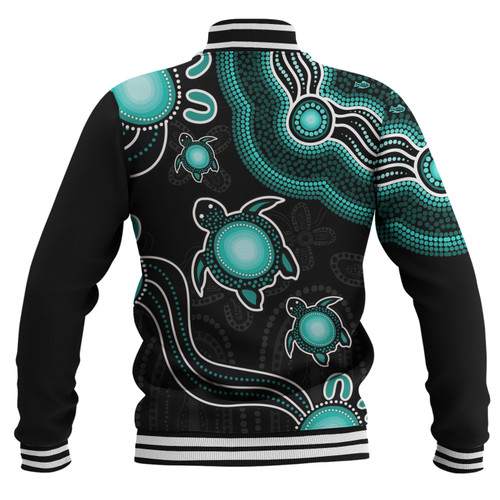 Australia Baseball Jacket Aboriginal Turtle Dreaming Journey Featuring Dot Art