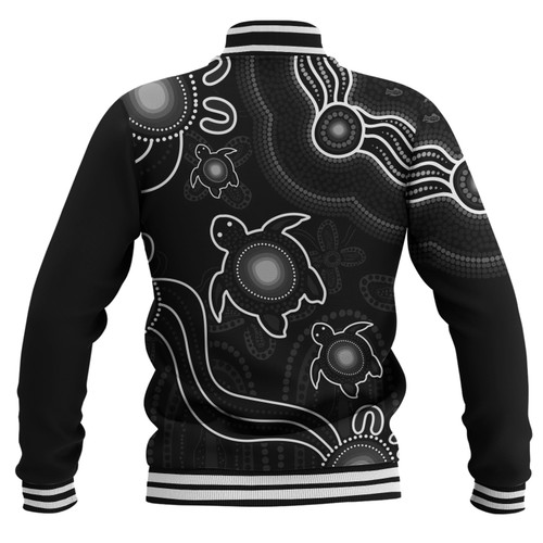 Australia Baseball Jacket Aboriginal Turtle Dreaming Journey Featuring Dot Art